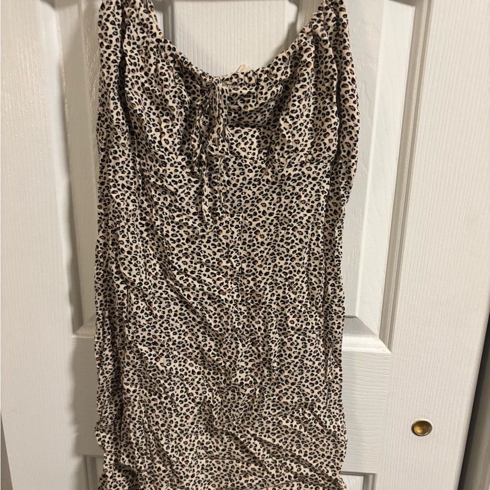 La Hearts Leopard Print Mini Dress